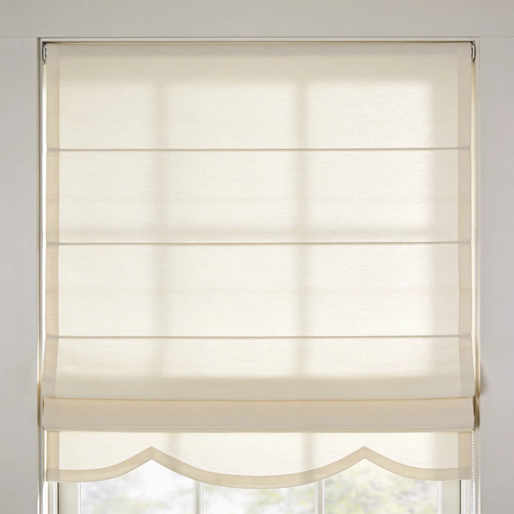 Relaxed Cotton Roman Shade — 30 × 64 in ivory cotton