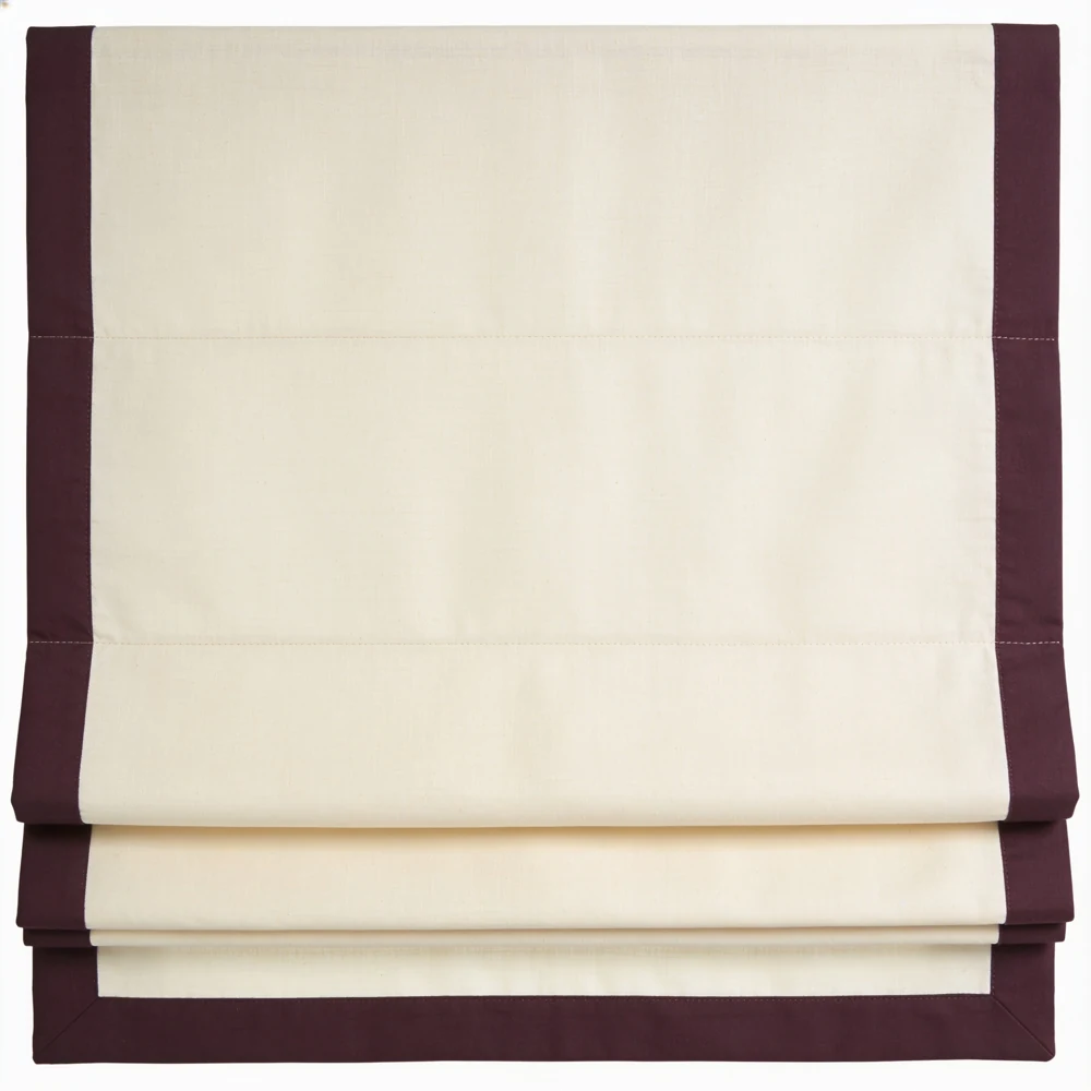 Border Trim Roman Shade — 30 × 64 in natural cotton